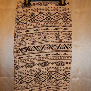 DNA Couture Tan Aztec Print Pencil Skirt
